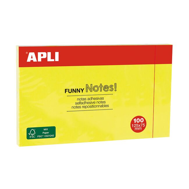 Notite adezive, Apli, 125 x 75 mm, galben, 100 file/set BPTCAL15002