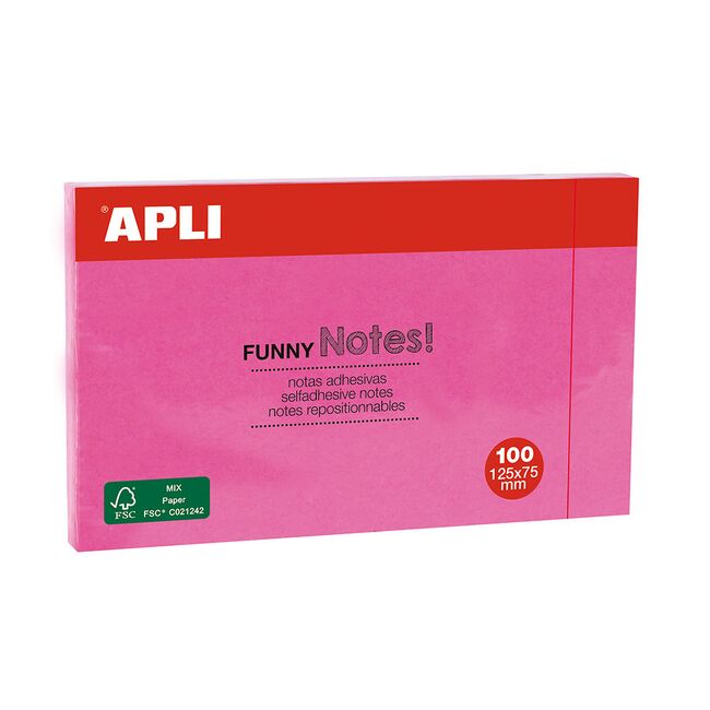 Notite adezive, Apli, 125 x 75 mm, magenta, 100 file/set BPTCAL15003