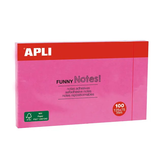 Notite adezive, Apli, 125 x 75 mm, magenta, 100 file/set BPTCAL15003