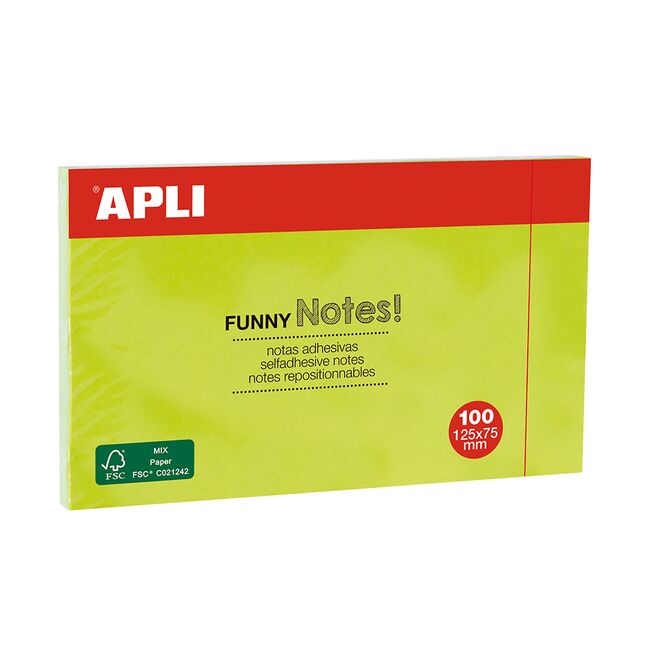 Notite adezive, Apli, 125 x 75 mm, verde, 100 file/set BPTCAL15004