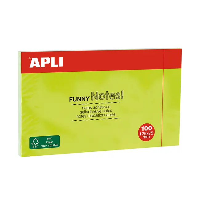 Notite adezive, Apli, 125 x 75 mm, verde, 100 file/set BPTCAL15004