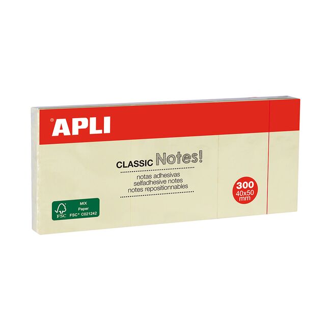 Notite adezive, Apli, 40 x 50 mm, galben, 300 file BPTCAL010975