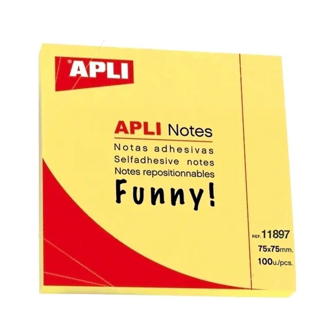 Notite adezive, Apli, 75 x 75 mm, galben, 100 file BPTCAL011897