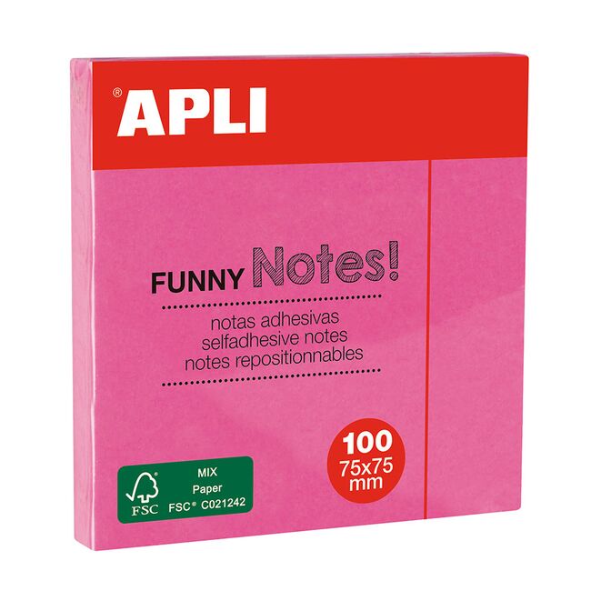 Notite adezive, Apli, 75 x 75 mm, roz, 100 file BPTCAL011898