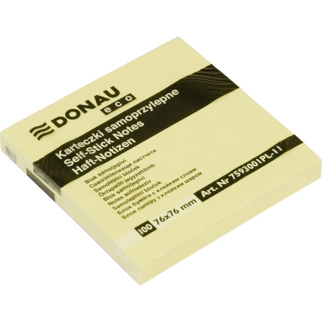 Notite adezive, Donau, 76 x 76 mm, galben, 100 file BPTCDN100872