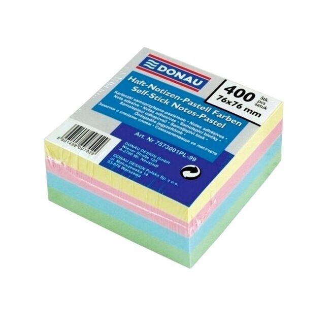 Notite adezive, Donau, 76 x 76 mm, multicolor, 400 file BPTCDN100880