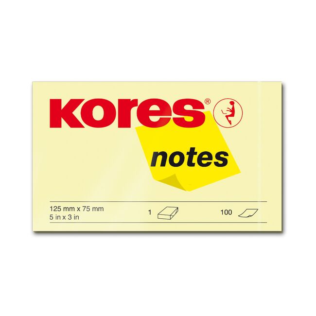 Notite adezive, Kores, 125 x 75 mm, galben, 100 file BPTCKS878125