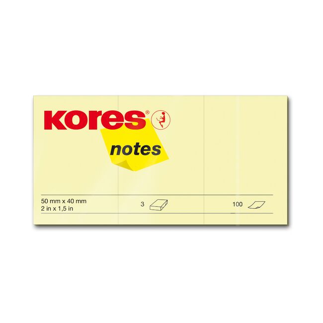 Notite adezive, Kores, 40 x 50 mm, galben, 300 file BPTCKS878050