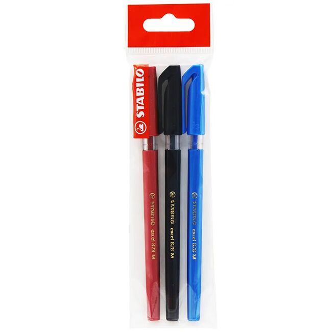 Pix fara mecanism Stabilo Excel 828, M, 0.45 mm, 3 culori/blister eco, rosu, negru, albastru BPTCSW008283