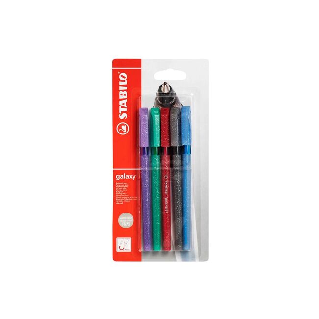 Pix fara mecanism Stabilo Galaxy 818, M, 0.45 mm, 5 culori/blister, albastru, negru, rosu, violet, verde BPTCSW008185