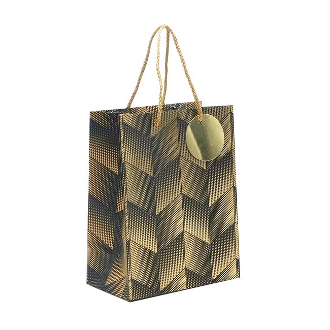 Punga cadou 18x23x10 cm, design negru cu auriu BPTCTV730421