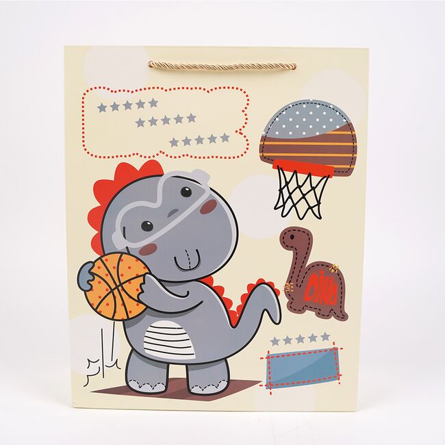 Punga cadou L 26x32x10 cm, design dinozauri BPTCTV409439