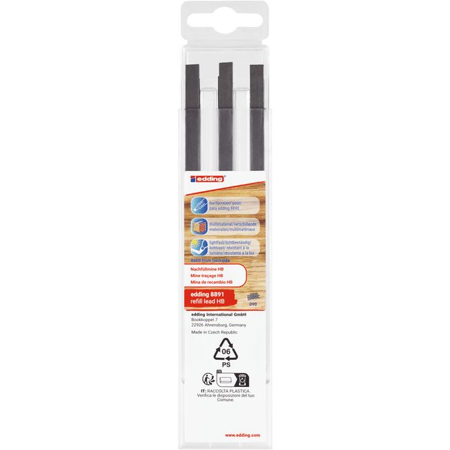 Rezerve creion edding 8891 pentru edding 8890, HB, set 6 bucati, negru BPTCED889001