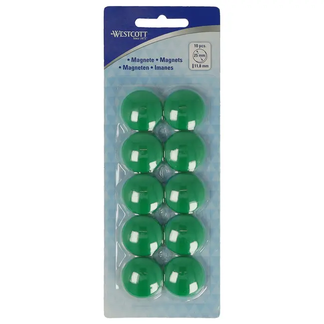 Set 10 magneti Westcott, d25 mm, verde, sustin 4/6 coli, 80g BPTCWS108130