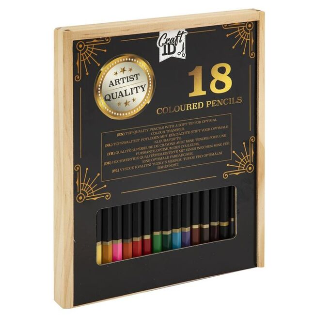 Set 18 creioane colorate Creative Craft, in cutie de lemn BPTCJK593509