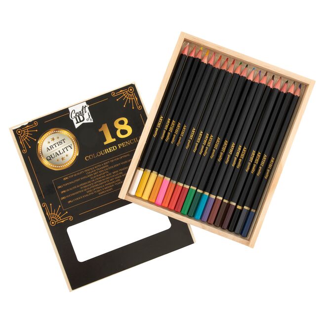 Set 18 creioane colorate Creative Craft, in cutie de lemn BPTCJK593509