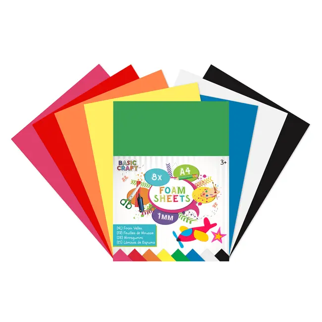 Set 8 coli spuma Creative Craft, A4, diverse culori BPTCJK000017