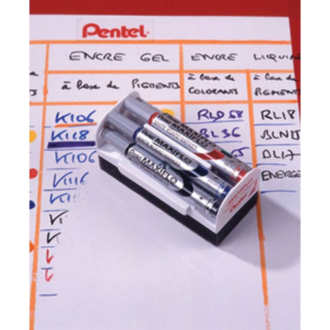 Set Maxiflo pentru tabla, format din 4 markere asortate + burete magnetic BPTCPE106114