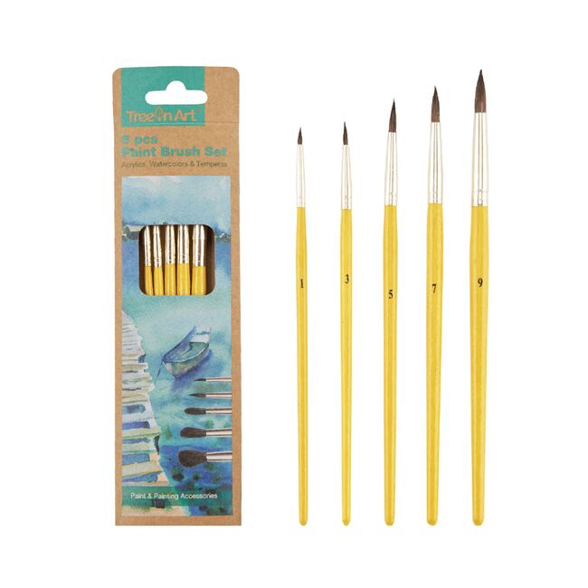 Set Memoris-Precious, 5 pensule rotunde par natural, nr 1 3 5 7 8 BPTCBV078525