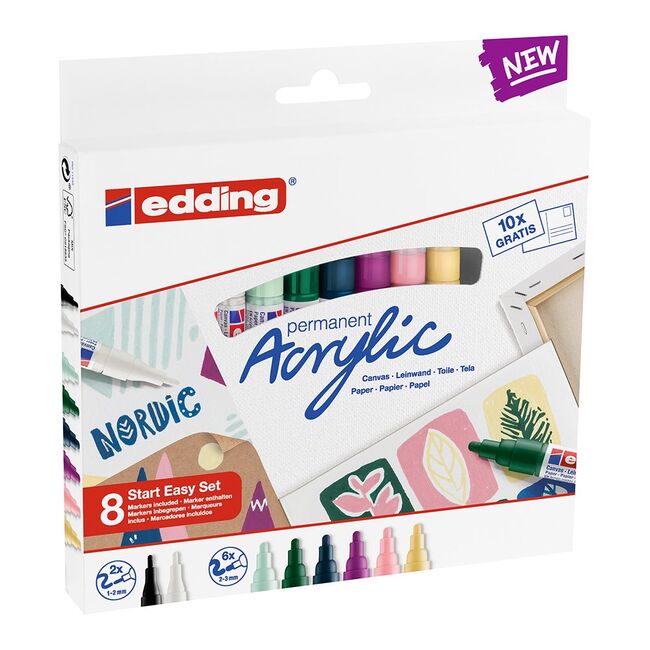 Set creativ Edding, markere acrilice, 8 bucati/set BPTCED530008