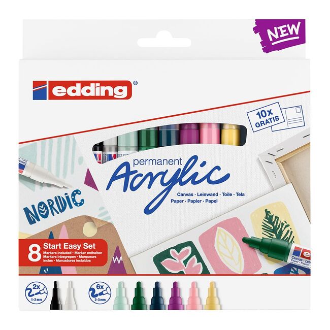 Set creativ Edding, markere acrilice, 8 bucati/set BPTCED530008
