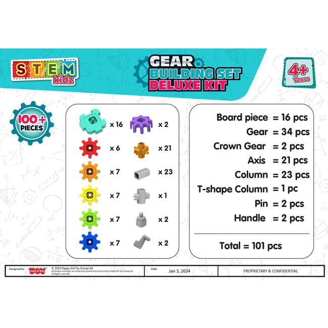 Set de constructie cu rotite deluxe (100 piese)