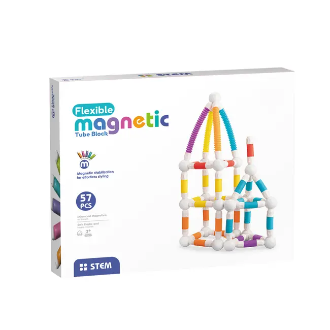 Set de constructie stem magnetic -  tuburi flexibile (57 piese)