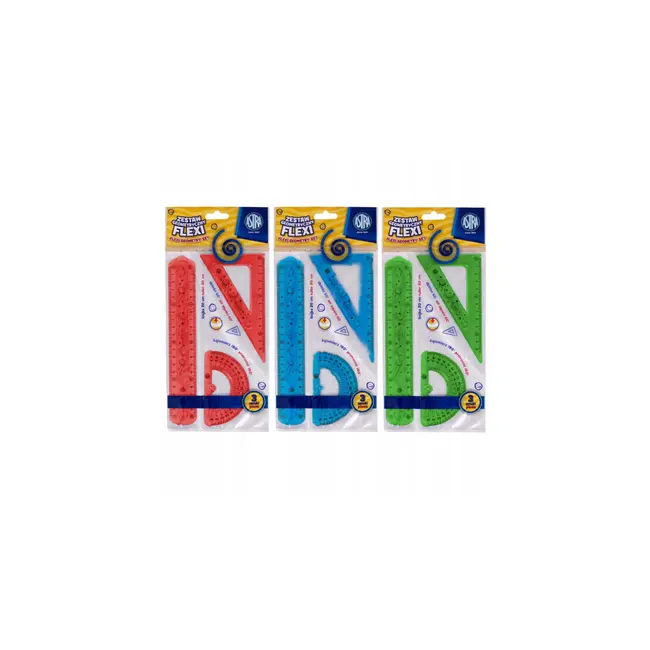 Set geometrie Astra, 3 elemente flexibile, raportor, rigla, echer BPTCAZ412001