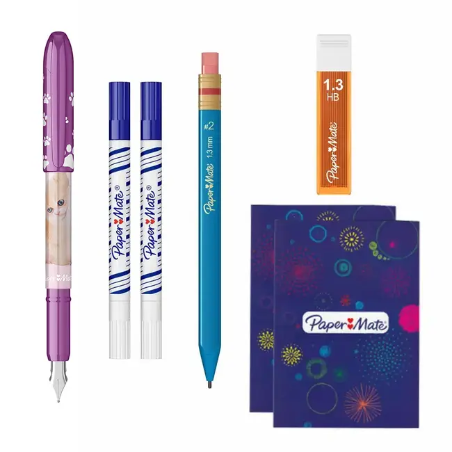 Set stilou Papermate, 2 picuri cu rescriere, creion mecanic 1.3 mm, mine 1.3 mm, 2 notes A5 BPTCRO509851