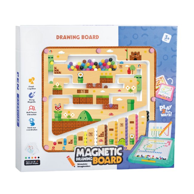 Tablita de desen 2 in 1 cu magneti - labirint colorat