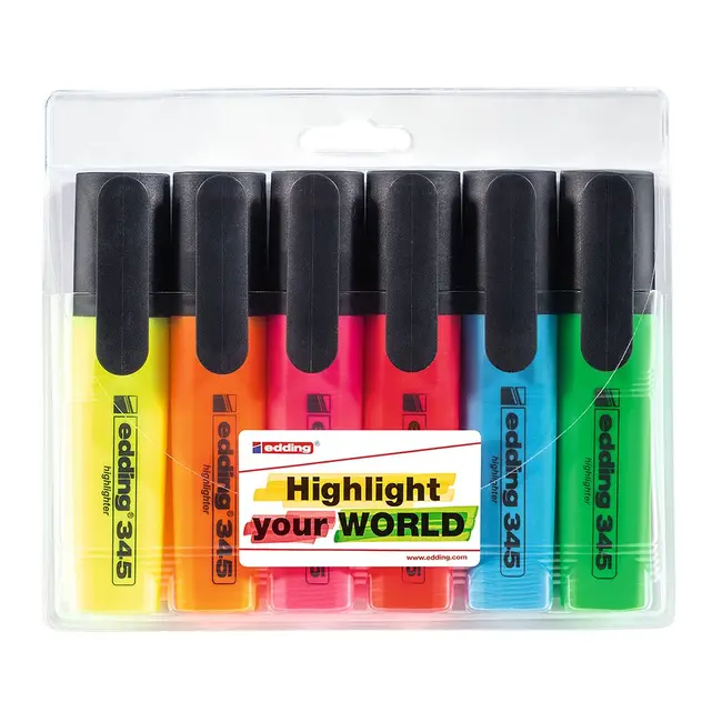 Textmarker Edding 345, varf retezat 2-5 mm, 6 bucati/set BPTCED345600