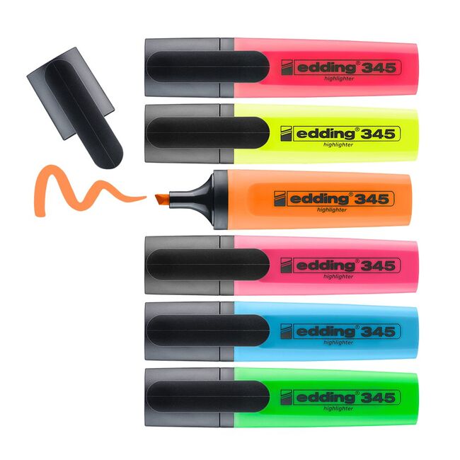 Textmarker Edding 345, varf retezat 2-5 mm, 6 bucati/set BPTCED345600