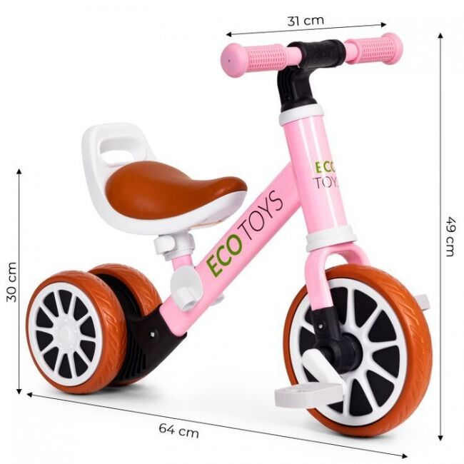 Bicicleta 2 in 1 cu pedale detasabile ecotoys lc-v1307n - roz edeedilc-v1307npink