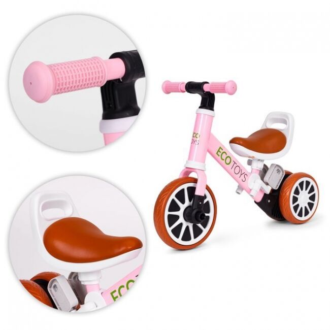 Bicicleta 2 in 1 cu pedale detasabile ecotoys lc-v1307n - roz edeedilc-v1307npink