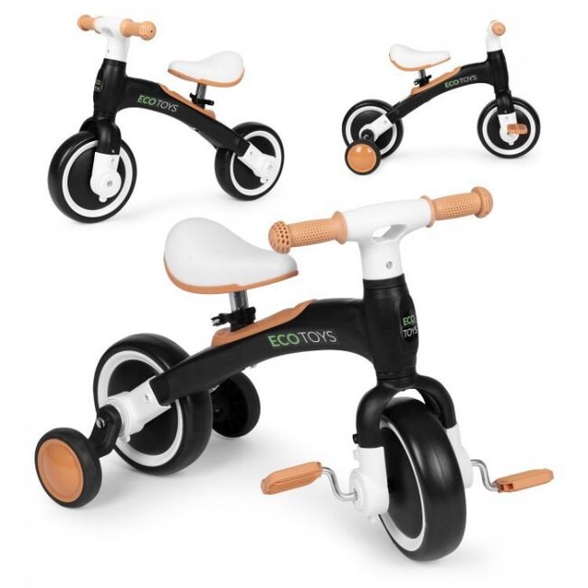 Bicicleta cu pedale 3 in 1 si roti ajutatoare ecotoys lc-v1359 - negru edeedilc-v1359black