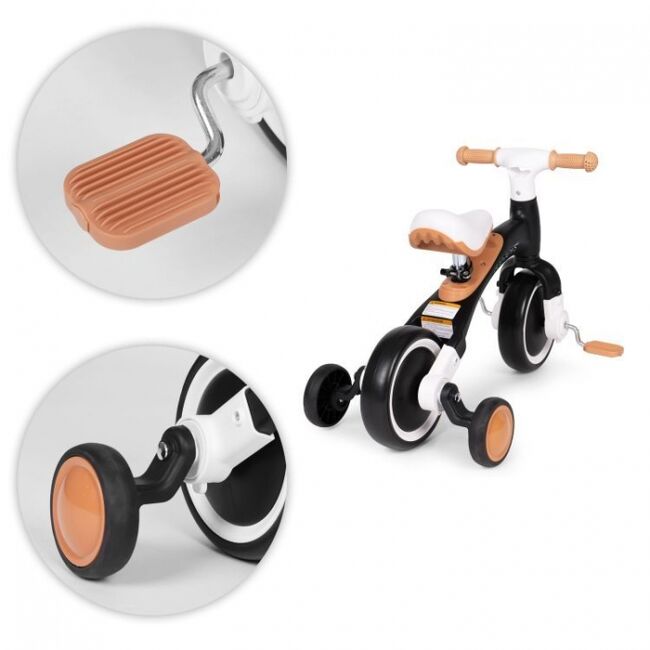 Bicicleta cu pedale 3 in 1 si roti ajutatoare ecotoys lc-v1359 - negru edeedilc-v1359black