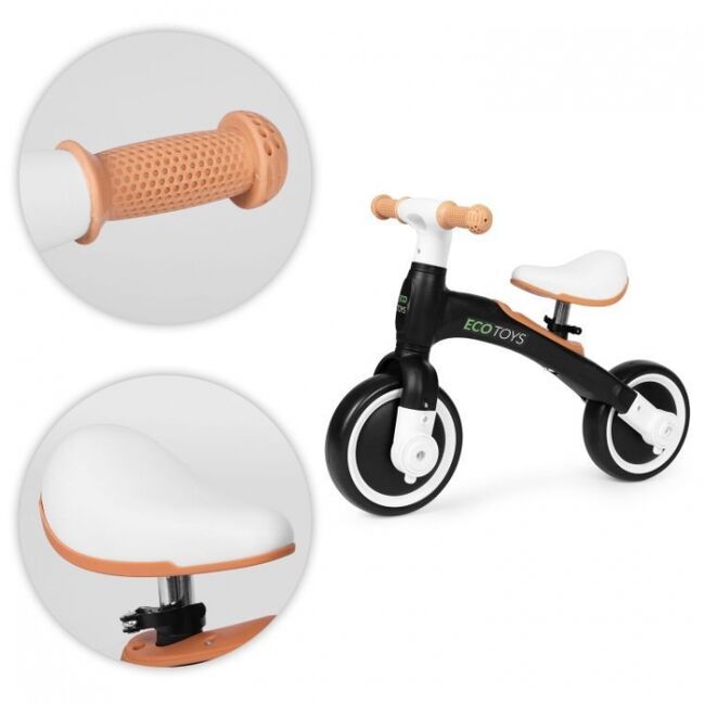 Bicicleta cu pedale 3 in 1 si roti ajutatoare ecotoys lc-v1359 - negru edeedilc-v1359black