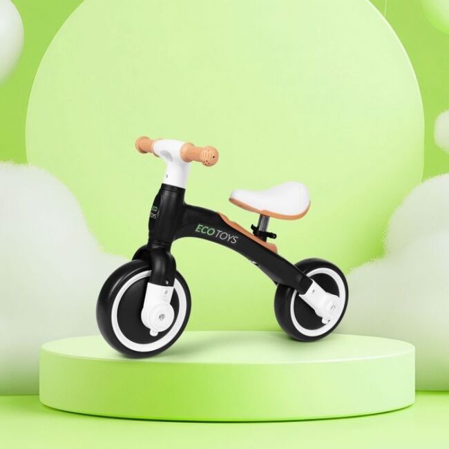 Bicicleta cu pedale 3 in 1 si roti ajutatoare ecotoys lc-v1359 - negru edeedilc-v1359black