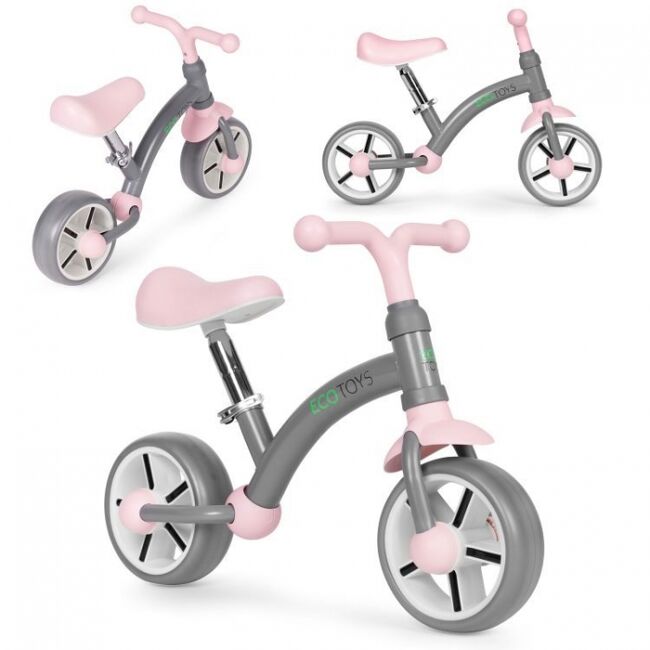 Bicicleta fara pedale pentru copii ecotoys lc-v1252 - gri-roz edeedilc-v1252greypink