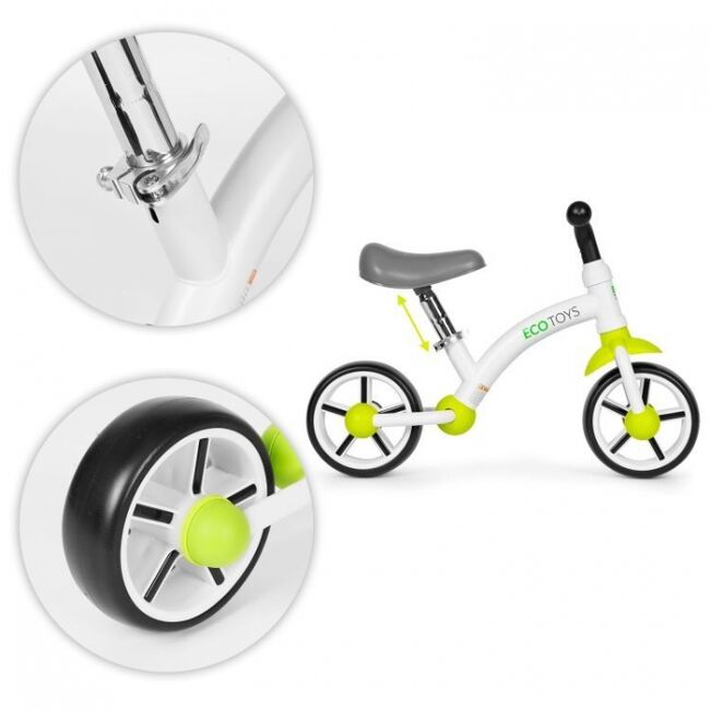 Bicicleta fara pedale pentru copii ecotoys lc-v1252 - verde-alb edeedilc-v1252greenw