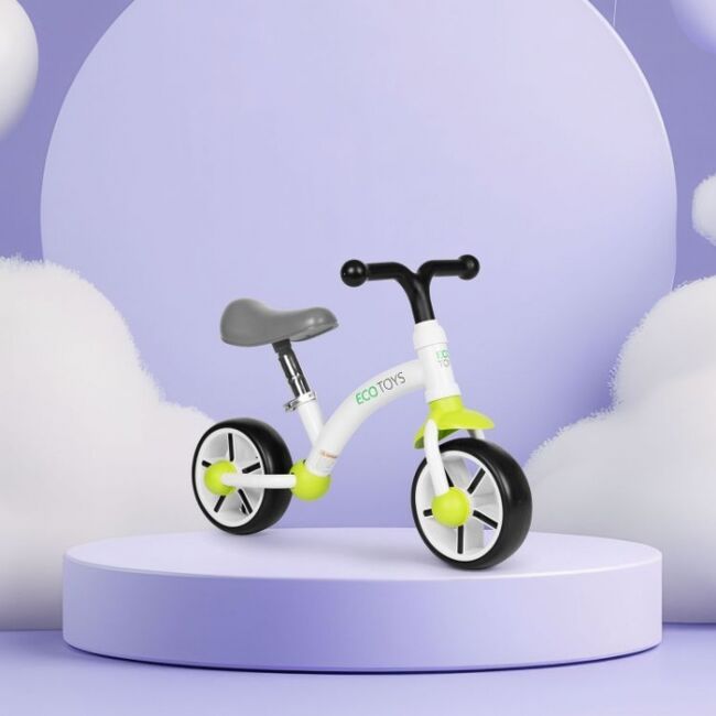 Bicicleta fara pedale pentru copii ecotoys lc-v1252 - verde-alb edeedilc-v1252greenw