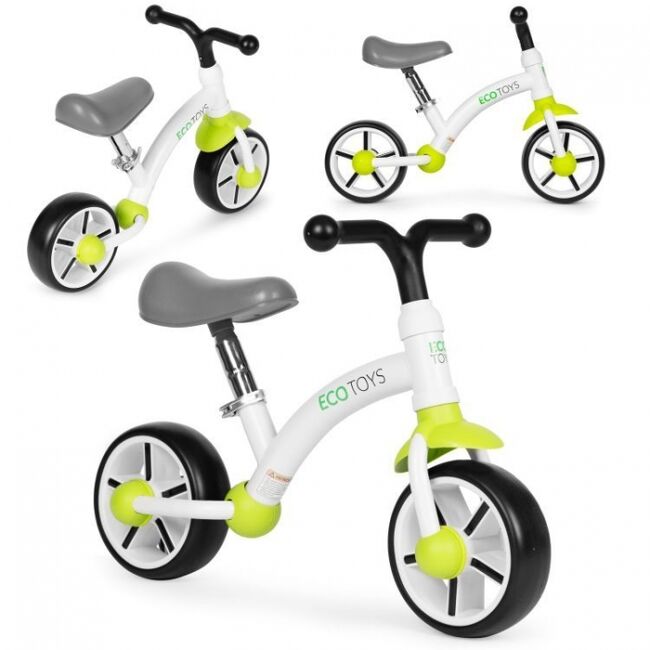 Bicicleta fara pedale pentru copii ecotoys lc-v1252 - verde-alb edeedilc-v1252greenw