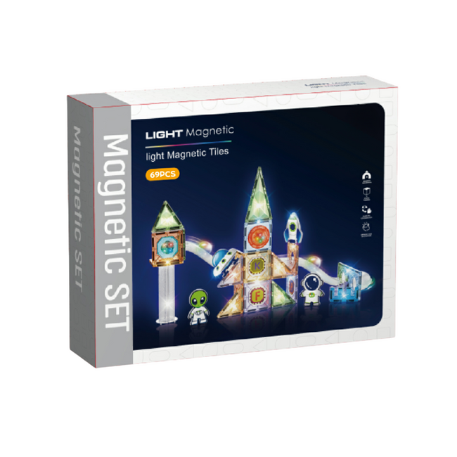 Labirint magnetic diamond cu lumini - in spatiu 69 piese (7.5 cm)