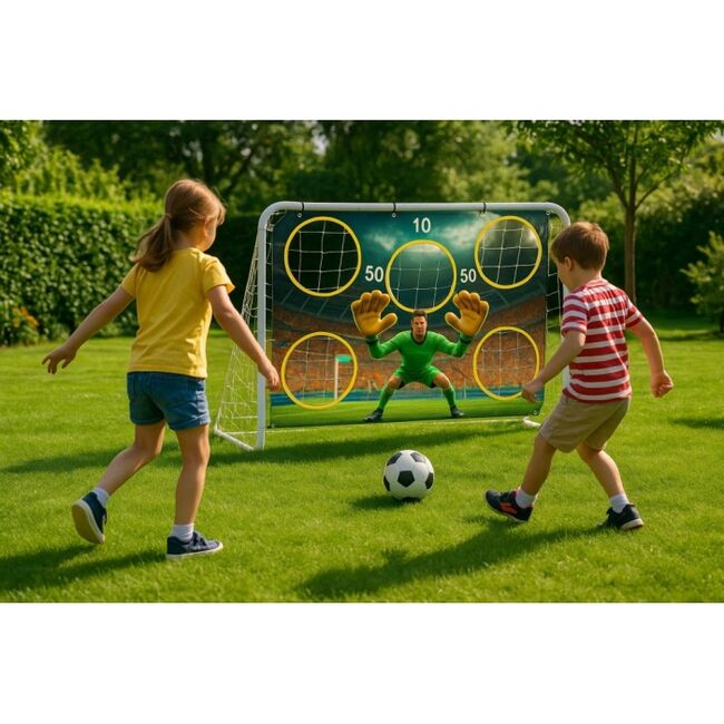 Poarta de fotbal 180 x 122 cm cu covoras de antrenament ecotoys ds58010+m edeedids58010+mata