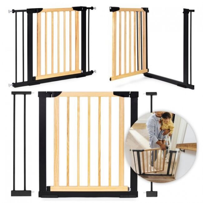 Poarta de siguranta 74-100 cm ecotoys sf-011-bc - lemn metal edeedisf-011-bc