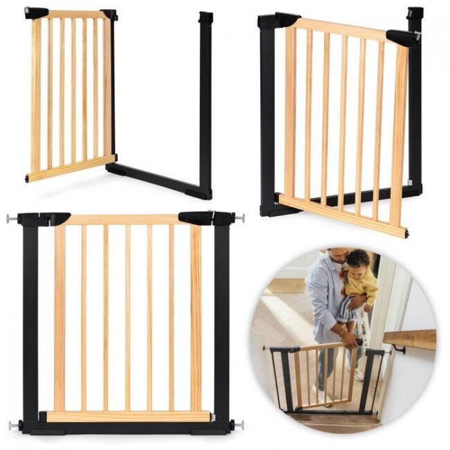 Poarta de siguranta 74-80 cm ecotoys sf-011a-bc - lemn metal edeedisf-011a-bc