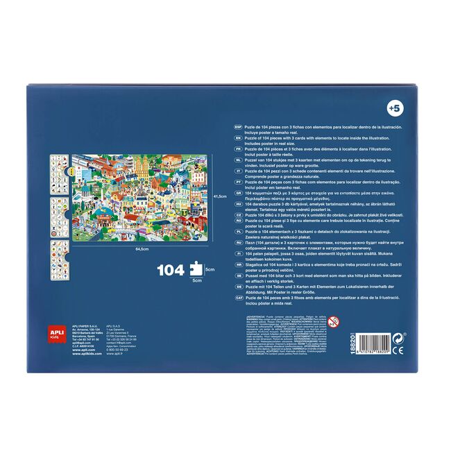 Puzzle de observare cu tematica urbana APLI, 104 piese SOLAPL18820