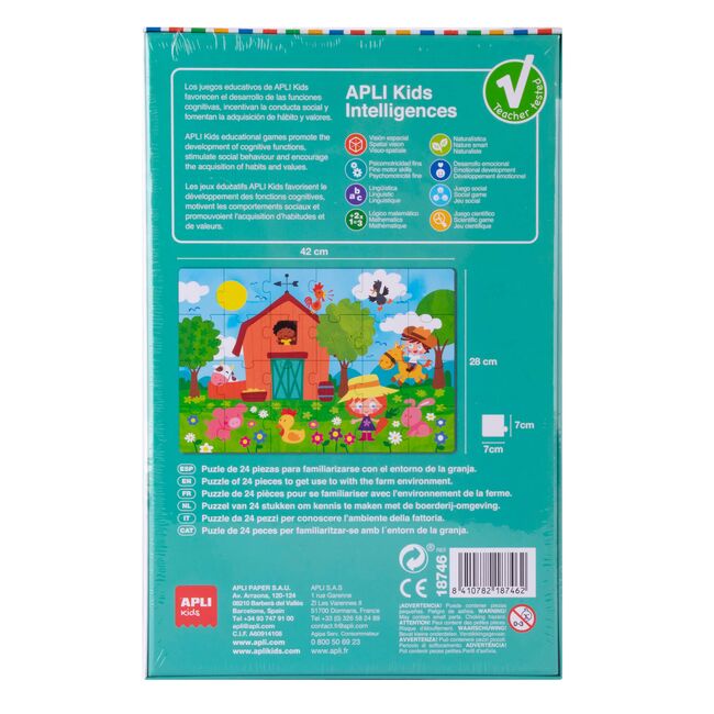 Puzzle educativ APLI La ferma, 24 piese, 3 ani+ SOLAPL18746