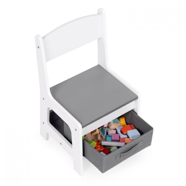 Set de masa cu doua scaune pentru copii ecotoys zkc-1a - alb-gri edeedizkc-1a