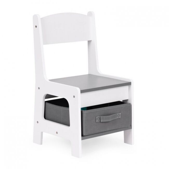 Set de masa cu doua scaune pentru copii ecotoys zkc-1a - alb-gri edeedizkc-1a